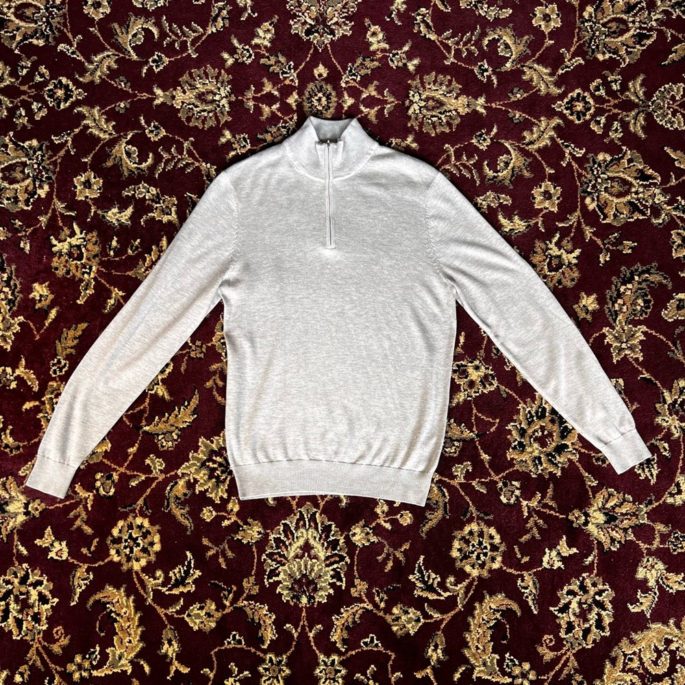 Suitsupply Men's Light Gray Quarter-Zip Pullover Sweater